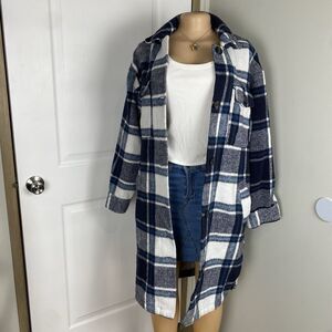 New Look Shacket Womens Medium Utility pockets thick oversized plaid cozy warm